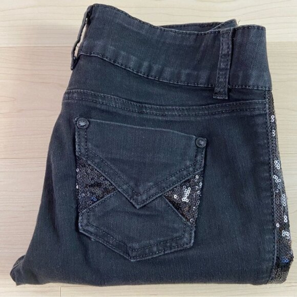 2B bebe black jeans lightweight skinny sequins embellishments skinny mid rise 27 - Picture 4 of 12